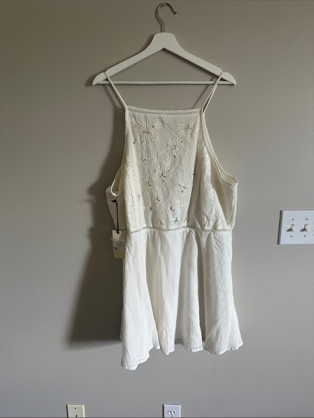 Country White Embroidered Halter Mini Dress - Picture 9 of 11